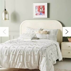 Anthropologie Silver Metallic Embellished Tilly Duvet Cover With 2 Shams Set